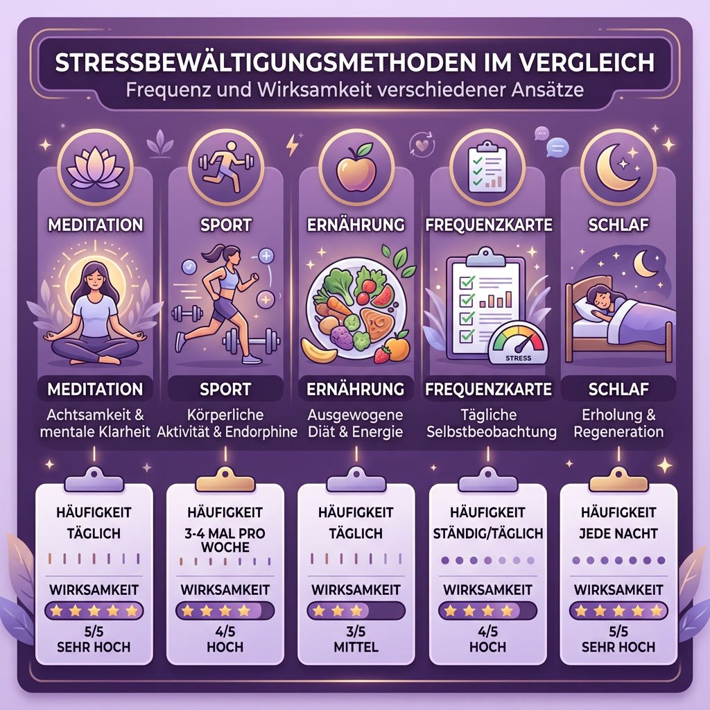 Infografik: Frequenzkarten im Vergleich mit anderen Stressmanagement-Methoden