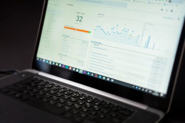everysize - A laptop displaying an analytics dashboard with real-time data tracking and analysis too